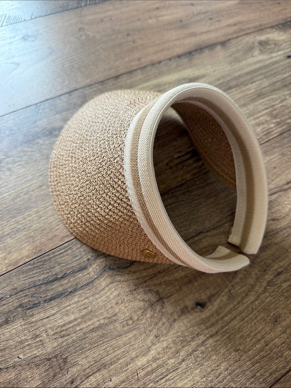Woven Tan Visor with Cream Trim